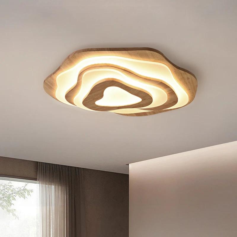 현대 북유럽 목재 LED 천장 램프, 거실 침실 샬레 다이닝 룸 주방 리모컨 천장 샹들리에 조명